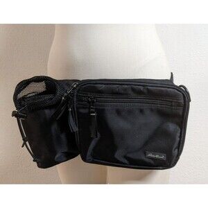 EDDIE BAUER Black Convertible Nylon Waist Pack With Bottle Holder